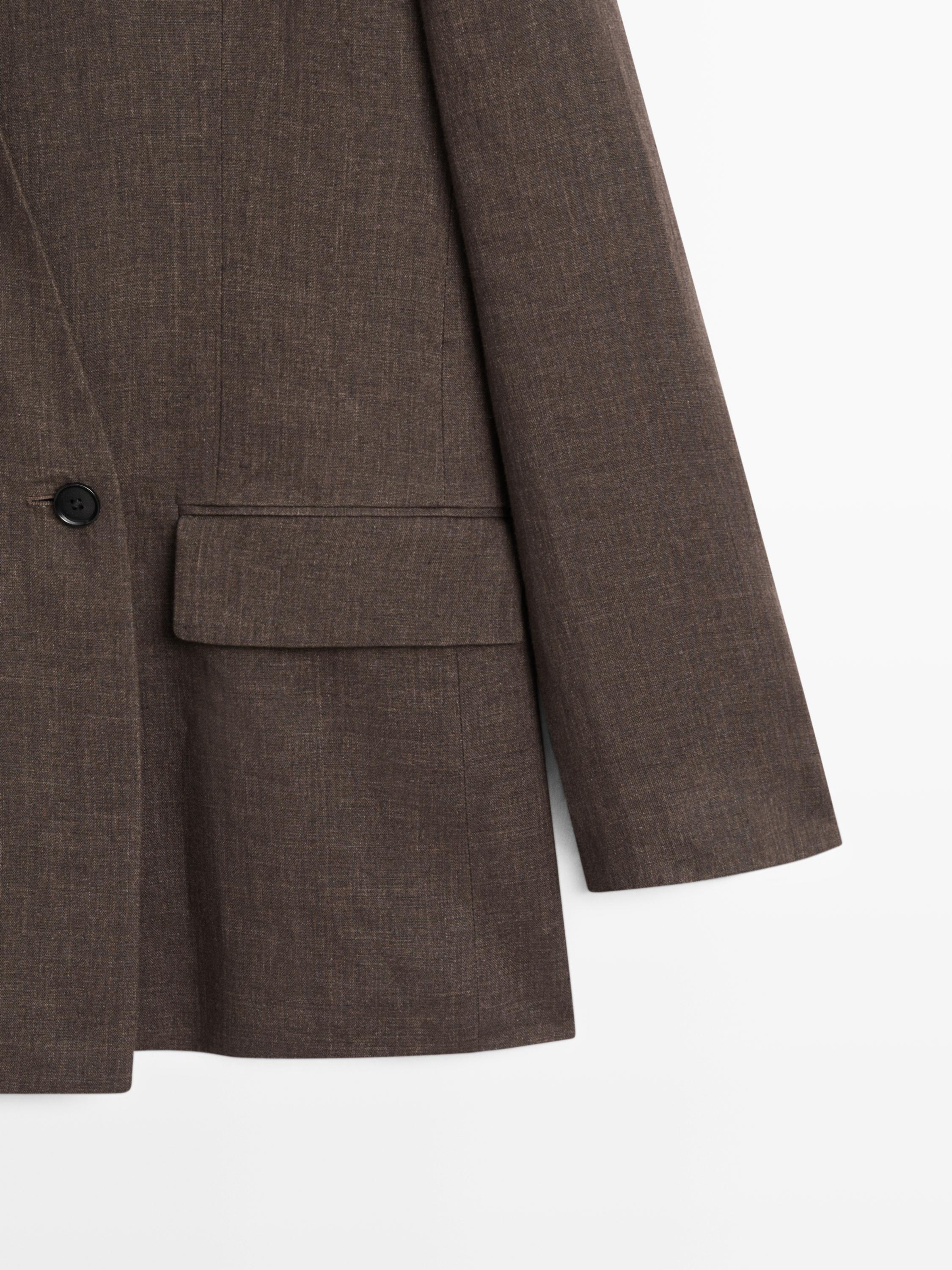100% linen melange scarf blazer